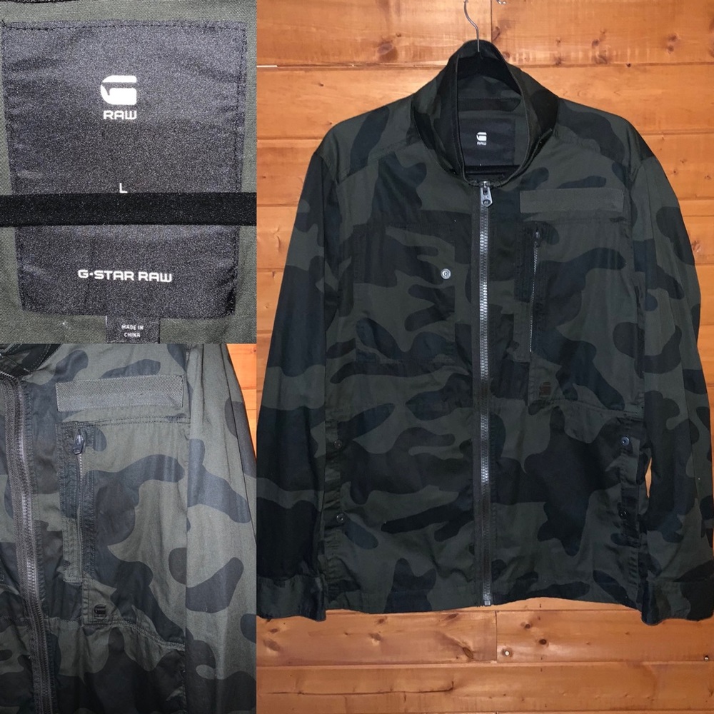 G Star Raw zip up military field jacket camo L